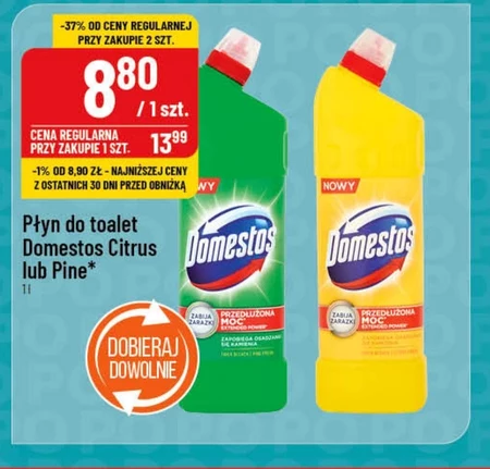 Domestos Przedłużona Moc Pine Fresh Płyn czyszcząco-dezynfekujący 1250 ml