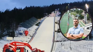 Wielka Krokiew, a w ramce Sebastian Danikiewicz, były już dyrektor COS w Zakopanem
