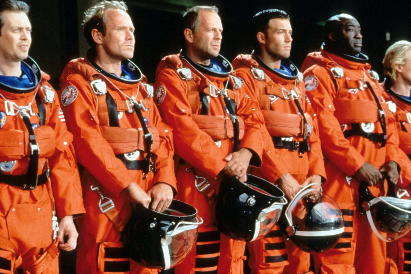 Steve Buscemi, Will Patton, Bruce Willis, Ben Affleck i Michael Clarke Duncan w filmie "Armageddon" Steve Buscemi, Will Patton, Bruce Willis, Ben Affleck i Michael Clarke Duncan w filmie "Armageddon"