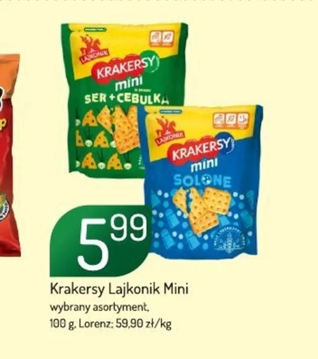 Lajkonik Krakers mini o smaku ser+cebulka 100 g