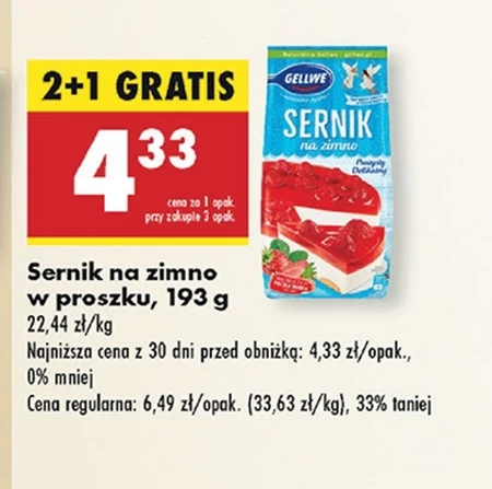 Gellwe Sernik na zimno mieszanka do domowego przygotowania 193 g