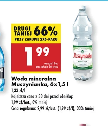 Muszynianka Naturalna woda mineralna wysokozmineralizowana niskonasycona CO2 6 x 1,5 l