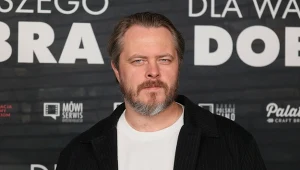 Tomasz Schuchardt na premierze filmu "Dla waszego dobra" w warszawskim kinie Wisła