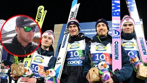 Reprezentanci Norwegii w skokach narciarskich i ich tym czasowy trener Bende Norcić