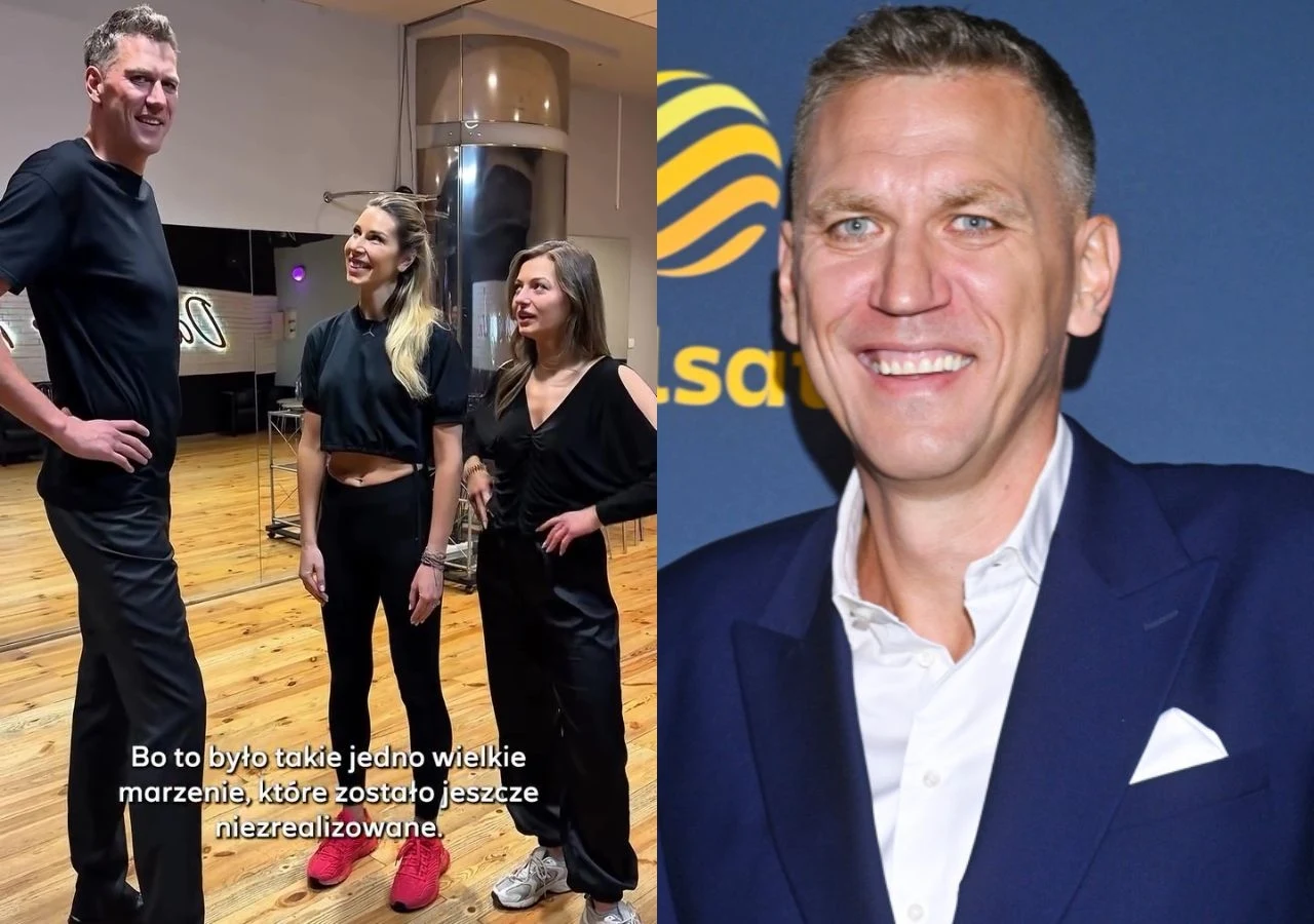 Cezary Trybański z żoną Joanną i Izabelą Skierską