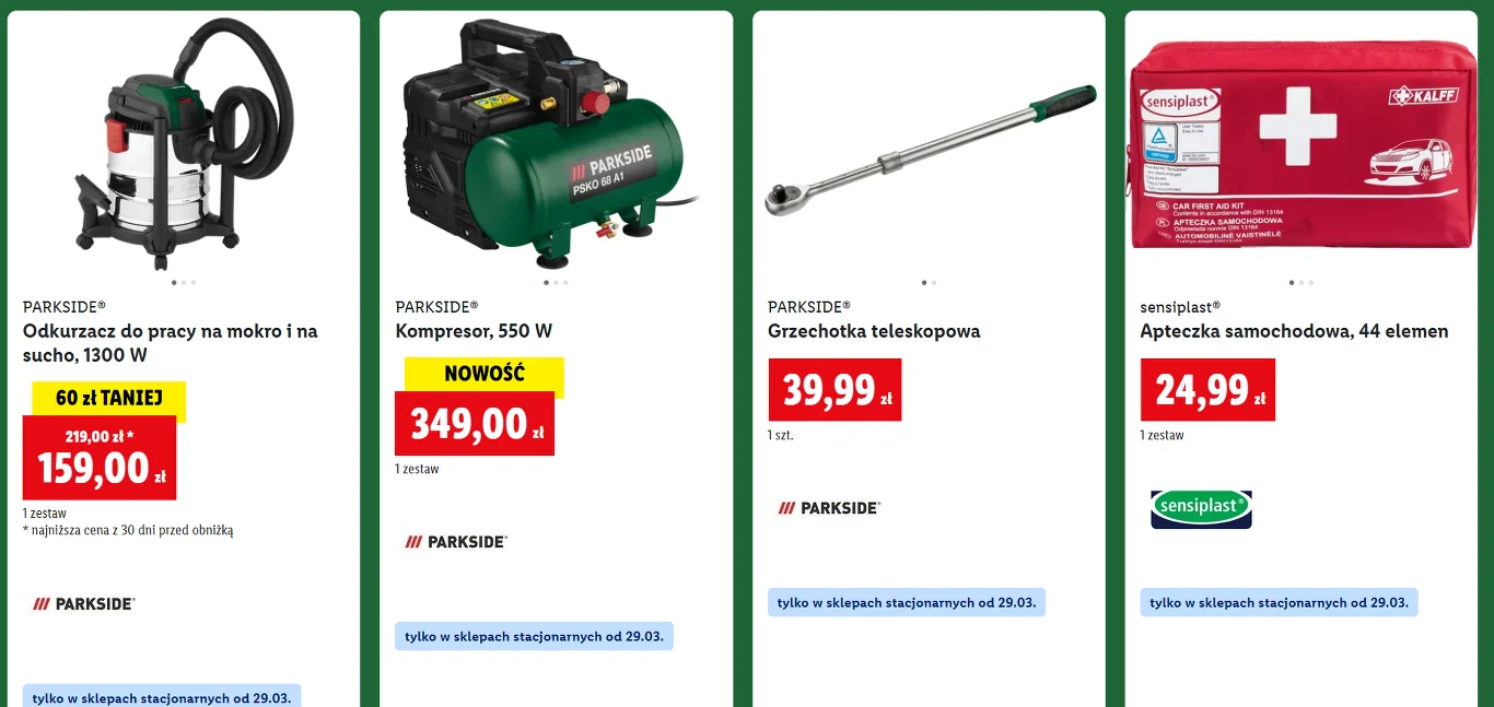 W ofercie Lidla od soboty 29 marca kierowcy znajdą także m.in. kompresor czy apteczkę samochodową.