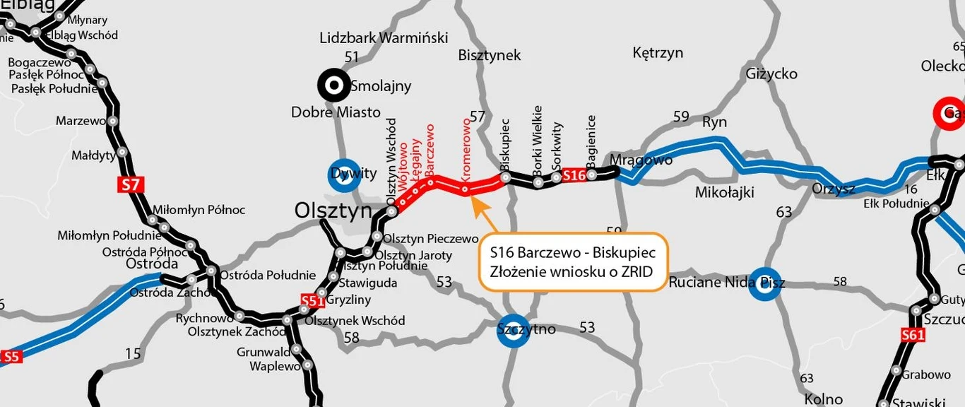 GDDKiA złożyła wniosek o zezwolenie na rozbudowę S16 Barczewo-Biskupiec.