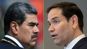 Rubio (na zdj. po prawej) przestrzegł Wenezuelę przed atakowaniem Gujany, Maduro (na zdj. po lewej) nazwał go "imbecylem"