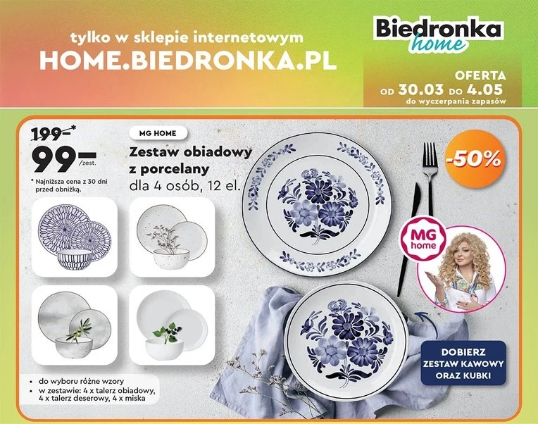 Zestaw obiadowy z porcelany w Biedronka Home 
