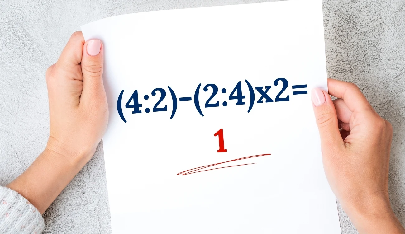Rozwiązanie zagadki matematycznej. Poprawny wynik to 1