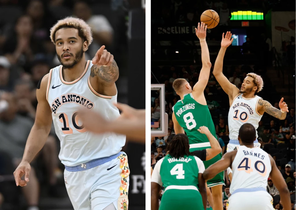 NBA. Jeremy Sochan zaczął mecz z Celtics w pierwszej piątce Spurs jako center i pokazał naprawdę dobrą skuteczność podczas całego spotkania NBA. Jeremy Sochan zaczął mecz z Celtics w pierwszej piątce Spurs jako center i pokazał naprawdę dobrą skuteczność podczas całego spotkania