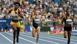 Na zdjęciu rywalizacja z Chorzowa z ostatniego lata: Marileidy Paulino, Natalia Kaczmarek i Salwa Eid Naser. Te ostatnia już uzyskała czas poniżej 49 sekund