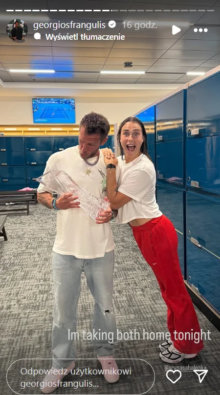 Georgios Frangulis i Aryna Sabalenka w Miami Georgios Frangulis i Aryna Sabalenka w Miami