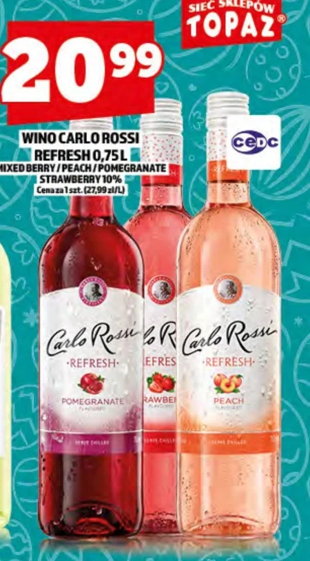 Carlo Rossi Refresh Strawberry Aromatyzowany napój na bazie wina 750 ml