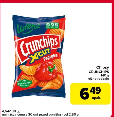 Crunchips X-Cut Chipsy ziemniaczane o smaku papryka 140 g