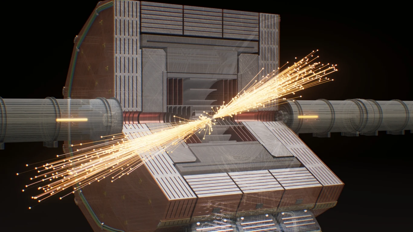 Artystyczna wizja detektora FCC-ee (do pomiaru fazy zderzacza elektronowo-pozytonowego) Artystyczna wizja detektora FCC-ee (do pomiaru fazy zderzacza elektronowo-pozytonowego)