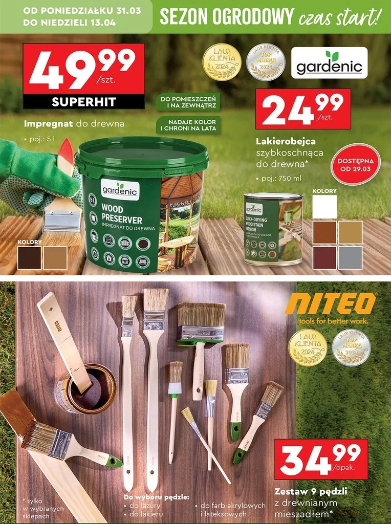 Impregnat, lakierobejca i pędzle w Biedronce Impregnat, lakierobejca i pędzle w Biedronce