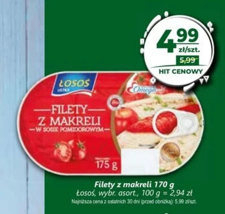 Łosoś Ustka Filety z makreli w sosie pomidorowym 175 g