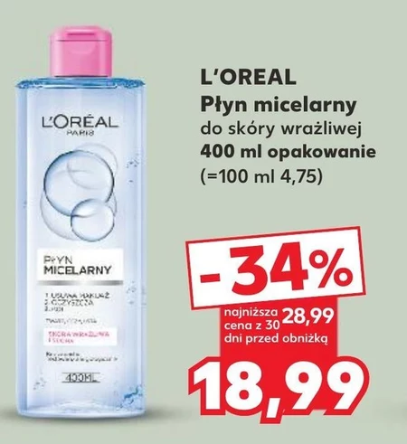 L'Oreal Paris Płyn micelarny skóra wrażliwa i sucha 400 ml