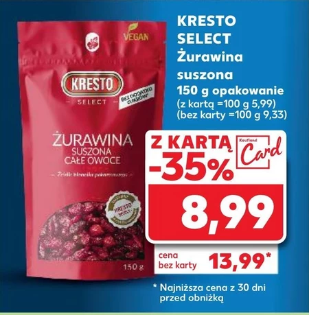 KRESTO Select Żurawina suszona całe owoce 150 g