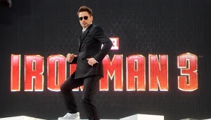 Robert Downey Jr. podczas promocji filmu "Iron Man 3"