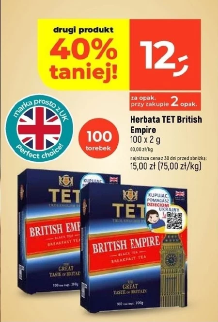 TET British Empire Herbata czarna 200 g (100 x 2 g)