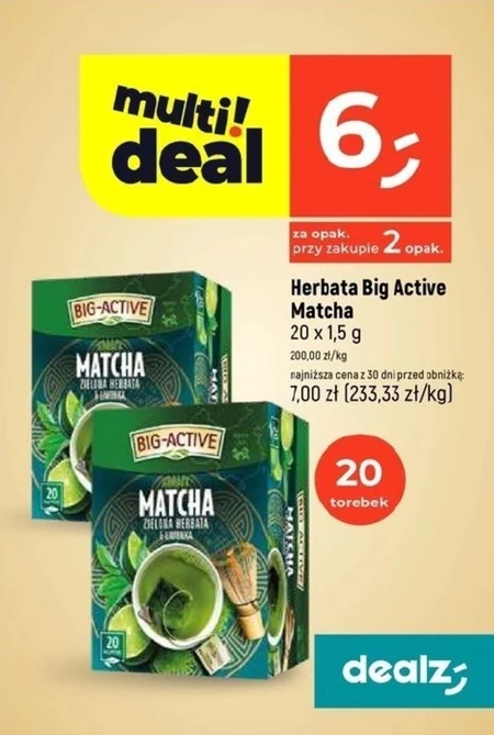 Big-Active Herbata matcha zielona herbata & limonka 30 g (20 x 1,5 g)