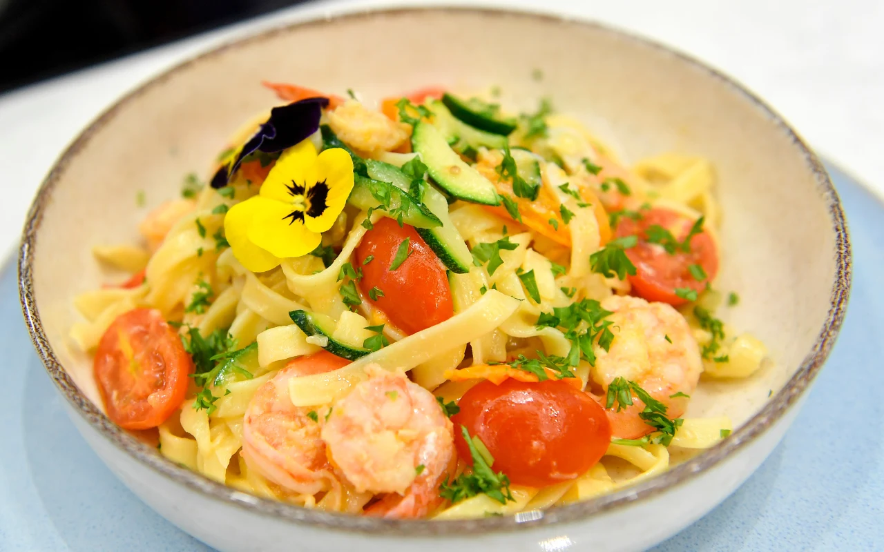 Tagliatelle z krewetkami
