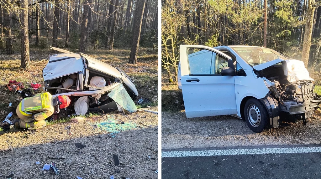 Wypadek w Broku. Auto rozerwane na pół Wypadek w Broku. Auto rozerwane na pół
