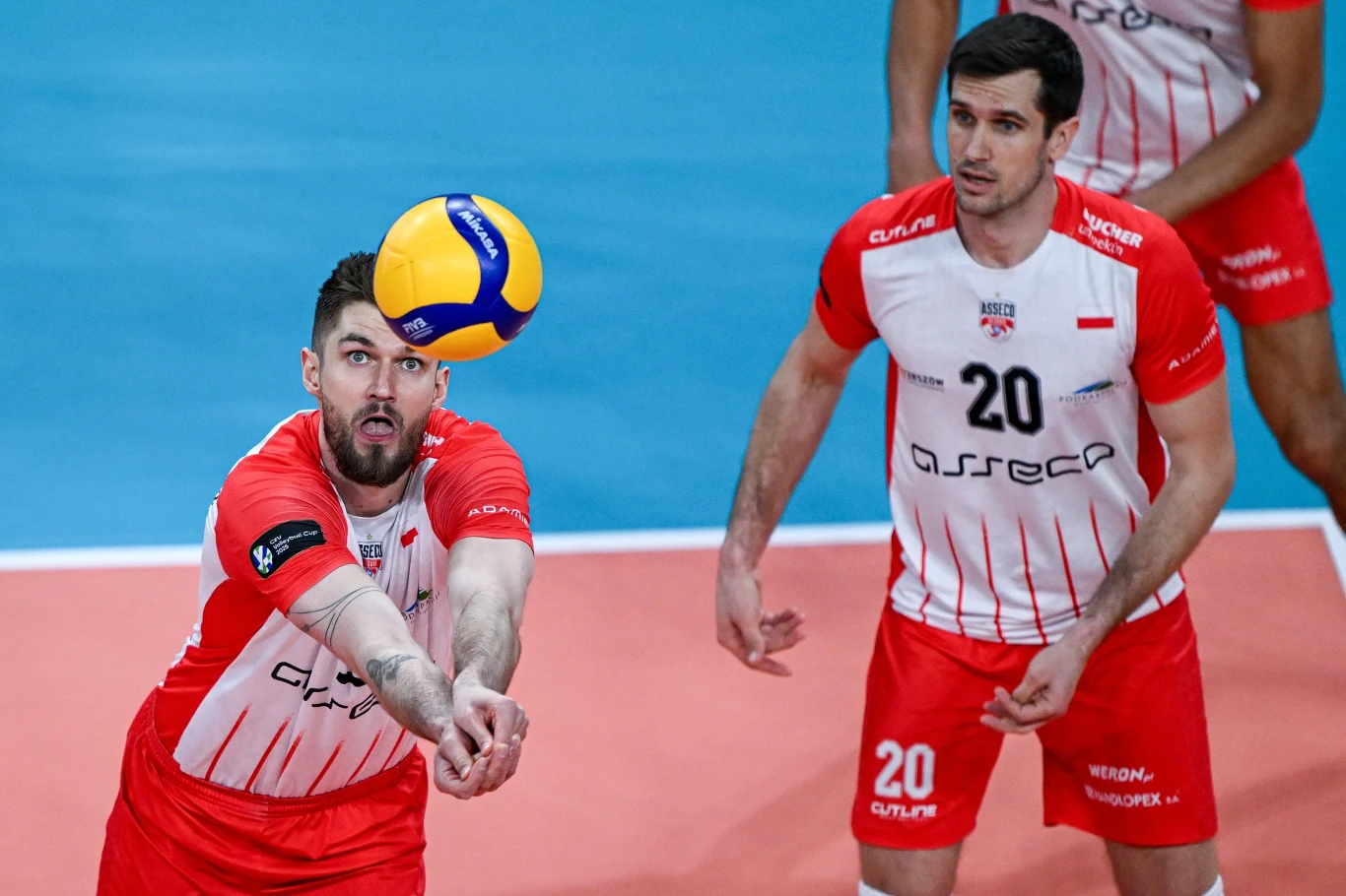 Karol Kłos (z lewej) i Gregor Ropret, siatkarze Asseco Resovii