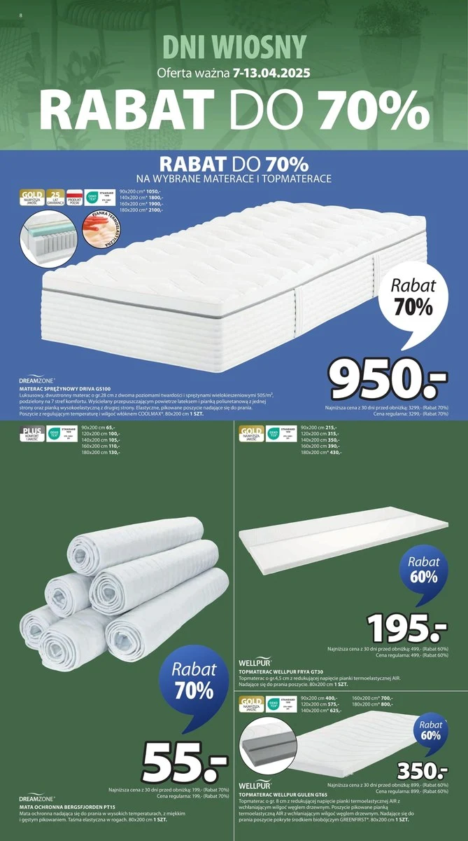 Materace nawet 70% taniej! 