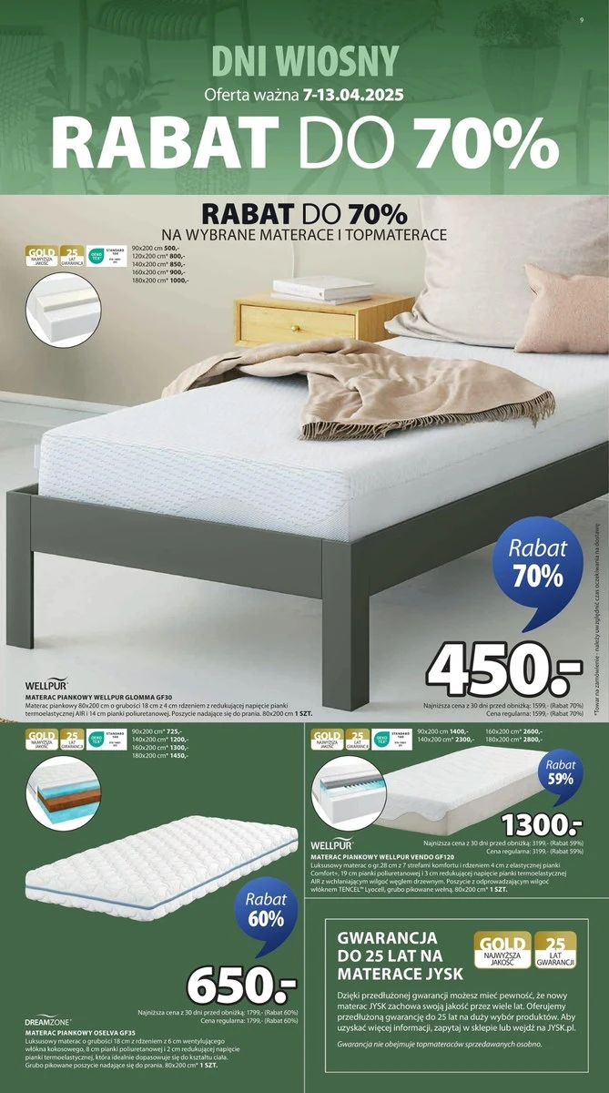 Materace Wellpur do 70% taniej 
