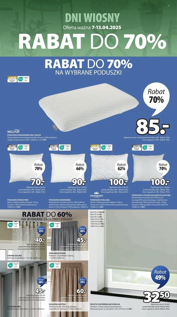 Poduszki również nawet do 70% taniej w Jysk 