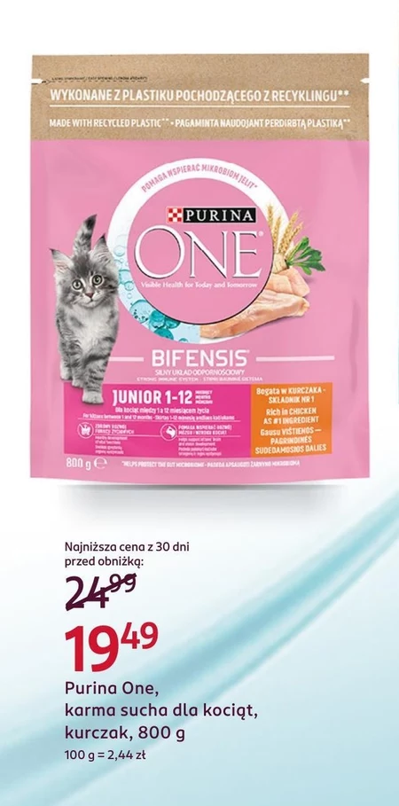 PURINA ONE Bifensis Junior Karma dla kociąt bogata w kurczaka 800 g
