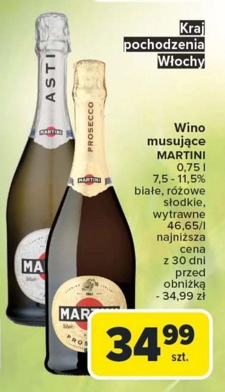 Martini Asti D.O.C.G. Wino białe słodkie musujące włoskie 750 ml