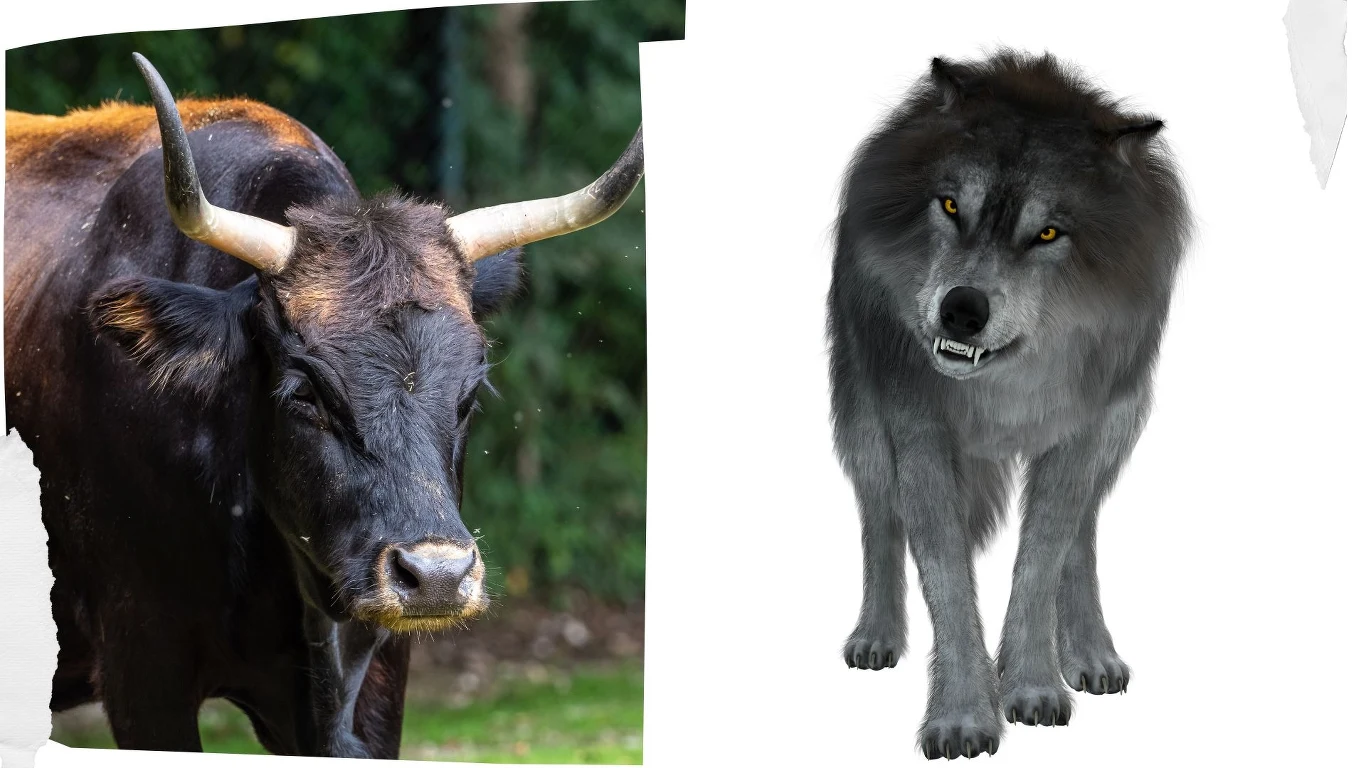 Tur to gatunek wymarły i wilk straszliwy także jest gatunkiem wymarłym. Mogły się spotkać w plejstocenie article cover