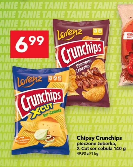 Crunchips X-Cut Chipsy ziemniaczane ser-cebula 140 g