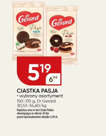 dr Gerard Pasja Herbatniki z kremem kokosowym i czekoladą 170 g