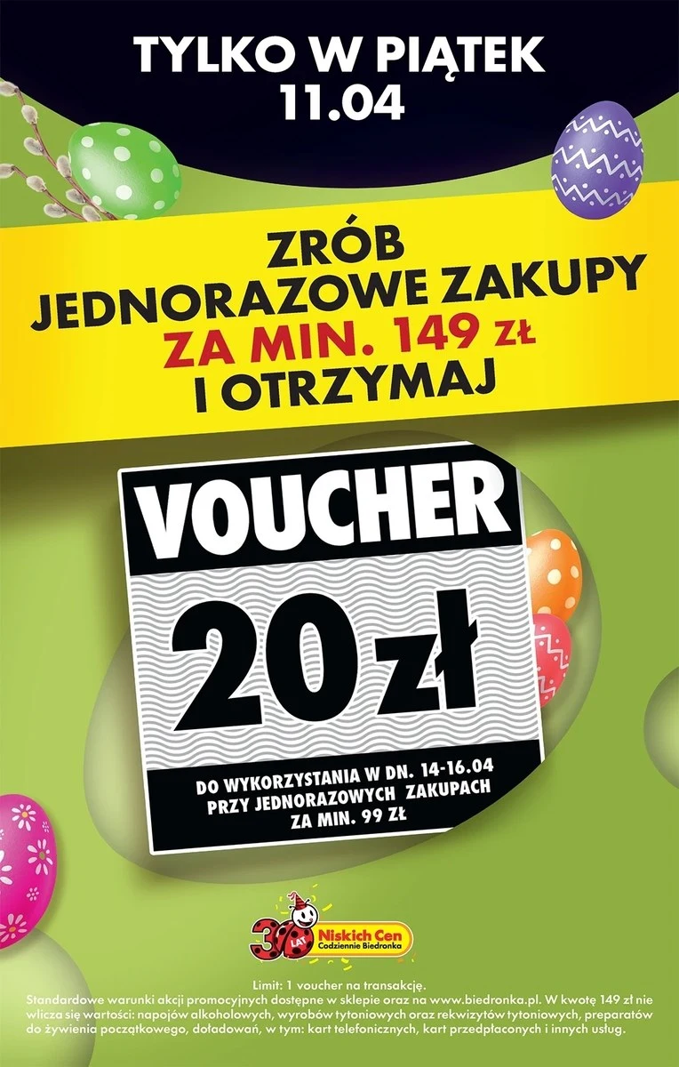 Voucher 20 zł za zakupy w Biedronce! 