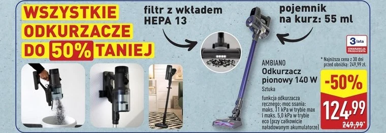 Odkurzacz pionowy Ambiano 50% taniej w ALDI 