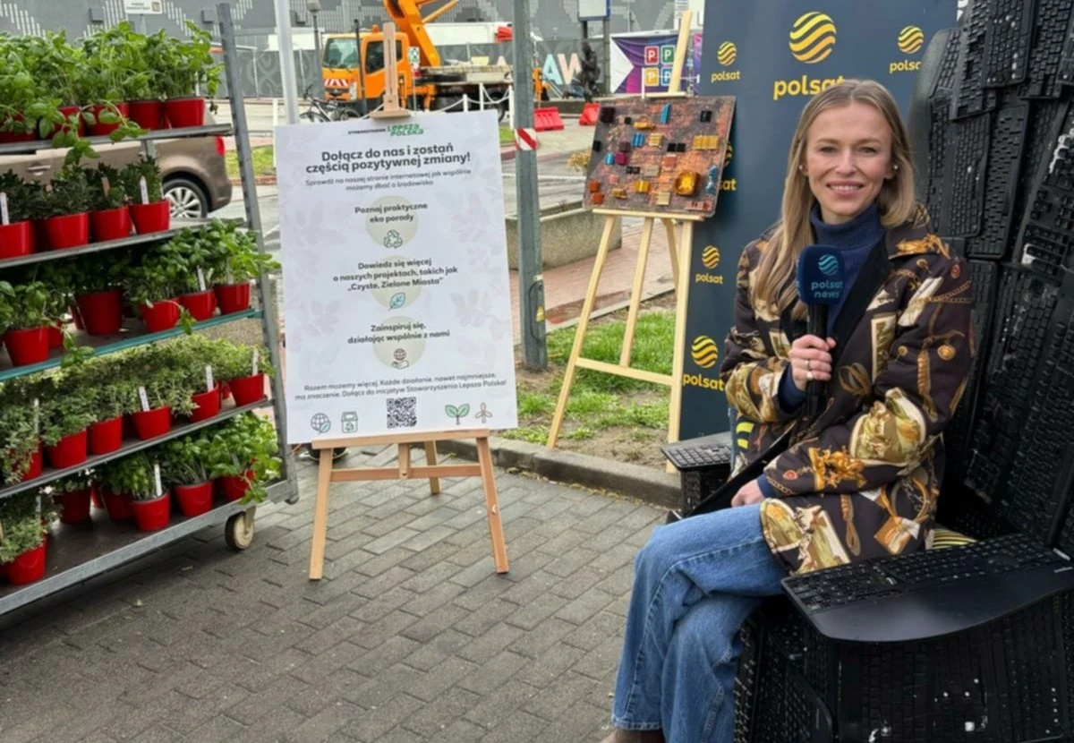 Dominika Tarczyńska podczas zbiórki elektrośmieci fot. Telewizja Polsat