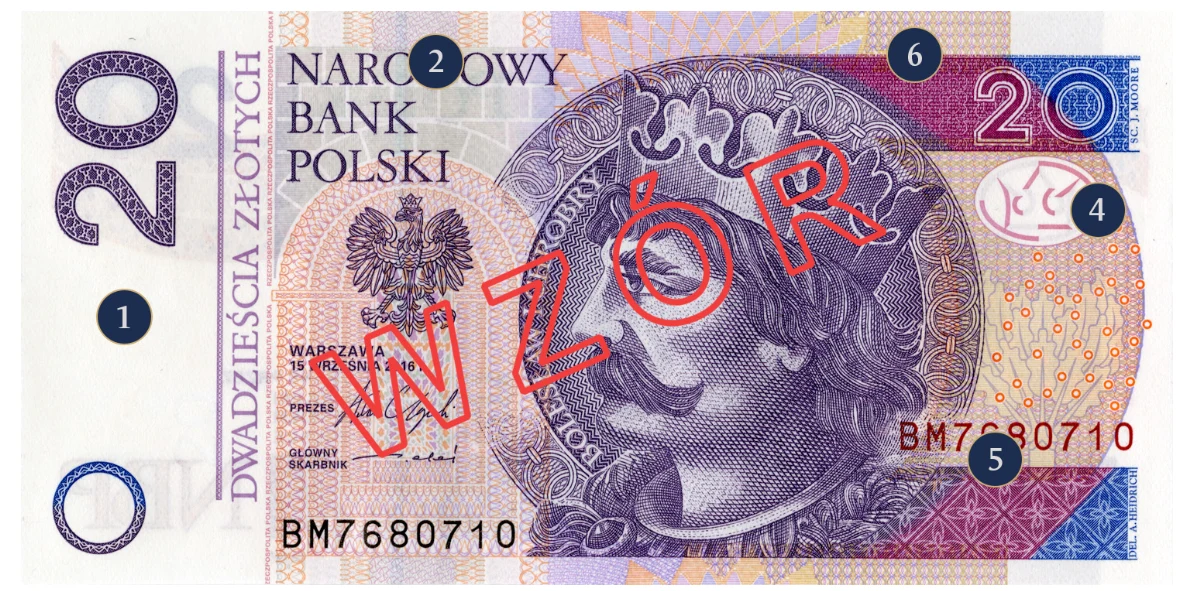 NBP wskazuje wszystkie zabezpieczenia widoczne na legalnych pieniądzach