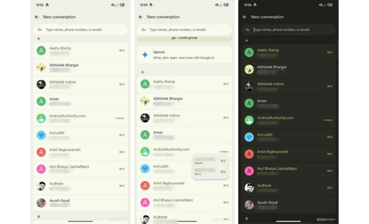 Etykieta RCS w aplikacji Wiadomości na Androidzie