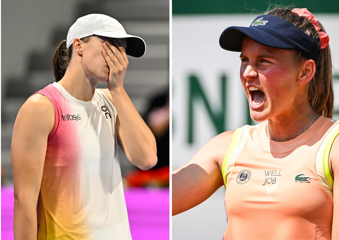 Fiona Ferro (L) w meczu US Open w 2021 roku doprowadziła Igę Świątek (P) do łez Fiona Ferro (L) w meczu US Open w 2021 roku doprowadziła Igę Świątek (P) do łez