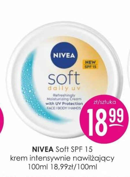 Nivea Soft Daily UV spf15 Krem intensywnie nawilżający do twarzy ciała i dłoni 100ml