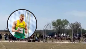 Szczere pole i zawody w Ramonie. Tam padł rekord świata w rzucie dyskiem. Pobił go Mykolas Alekna (w ramce)