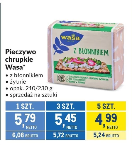 Wasa z Błonnikiem pieczywo chrupkie 230 g