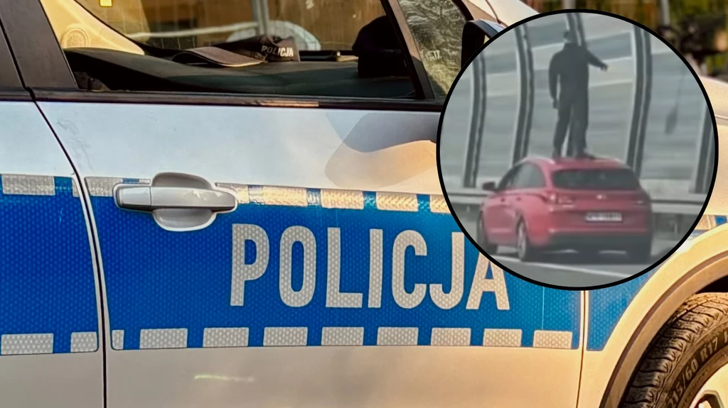 Mężczyzna jechał na dachu auta Mężczyzna jechał na dachu auta