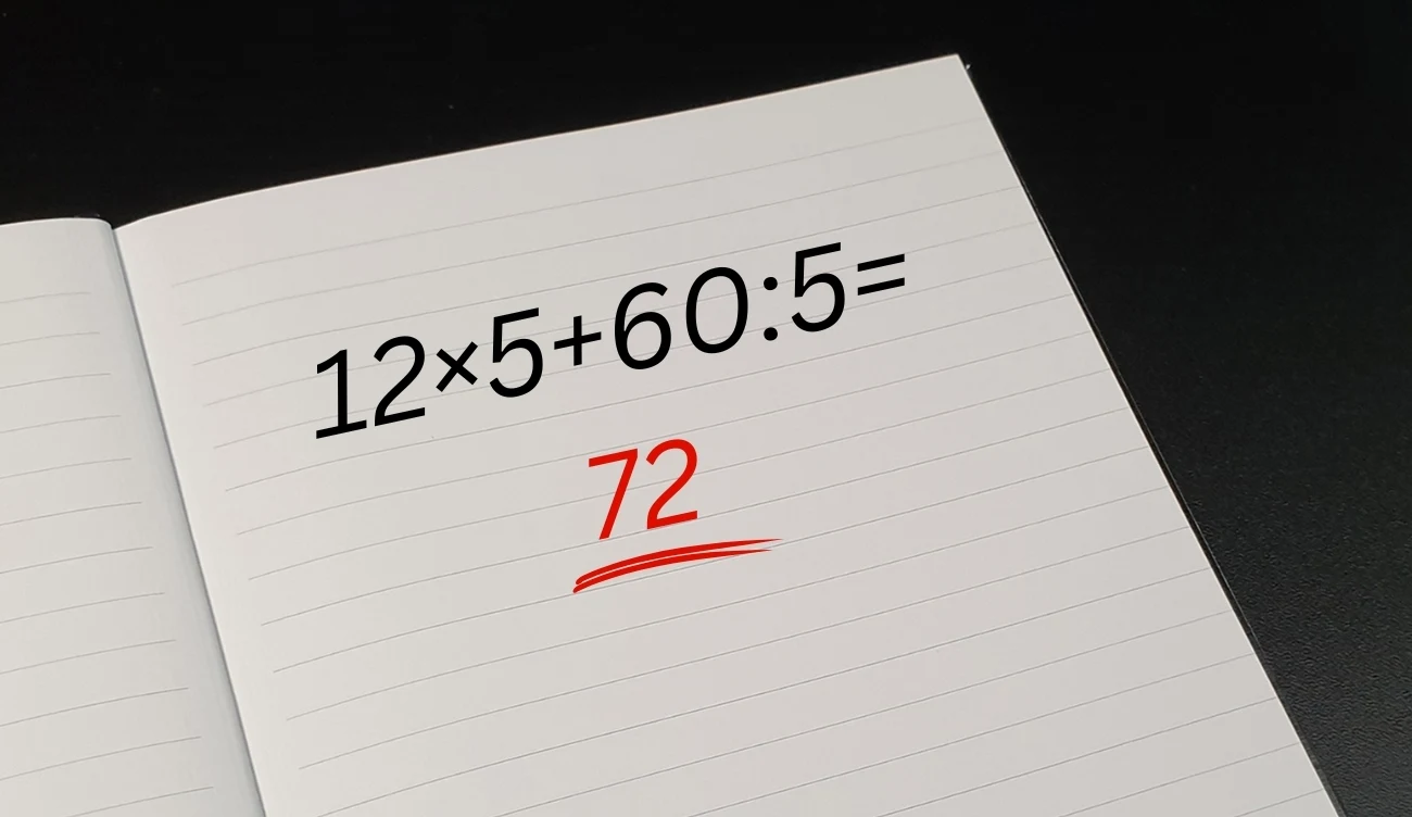 Rozwiązanie zagadki matematycznej. Prawidłowy wynik to 72
