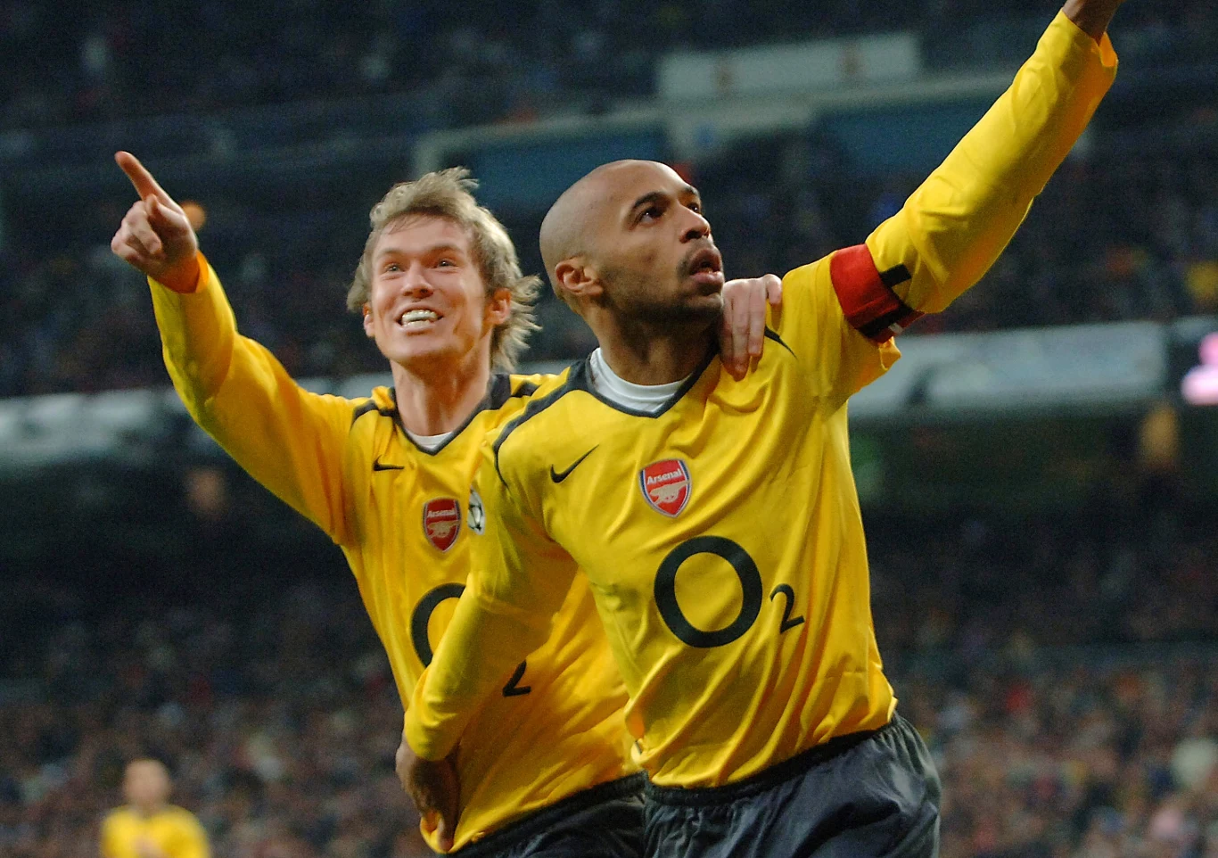 Alexander Hleb i Thierry Henry w barwach Arsenalu podczas spotkania przeciwko Realowi Madryt